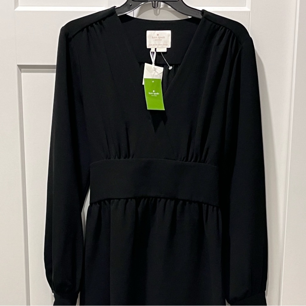 KATE SPADE NWT AUTHENTIC BLAZE A TRAIL’ BLACK TIE BACK WAIST LONG SLEEVES DRESS